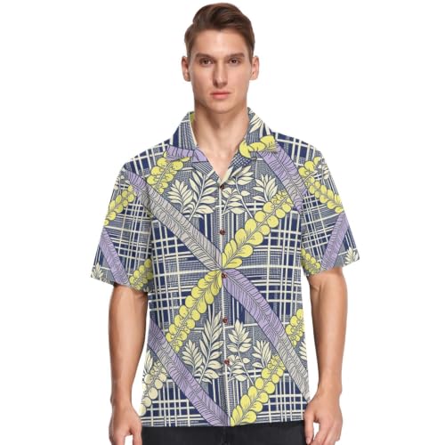 Chemise hawaïenne violette avec motif Palaka Pua Kalaunu unique et coupe boutonnée - 6