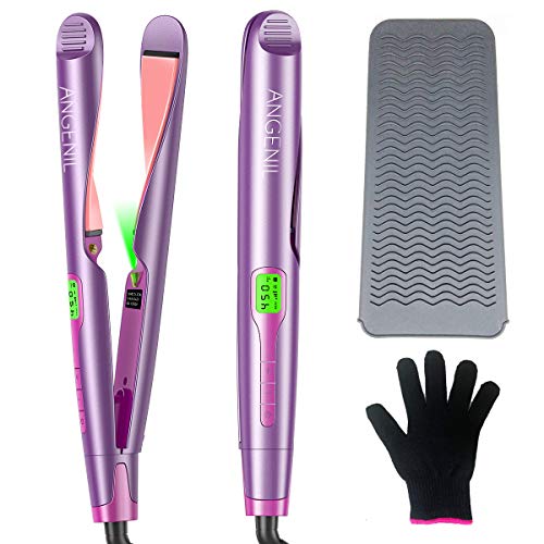 ANGENIL Hair Straightener and Curler 2 in 1, Professional Ionic Curling Flat Iron for Hair Styling, Short or Long Hair, Anti-Frizz, Twisted Ceramic Plates, Heat 230?-450?, Dual Voltage, 1 Inch