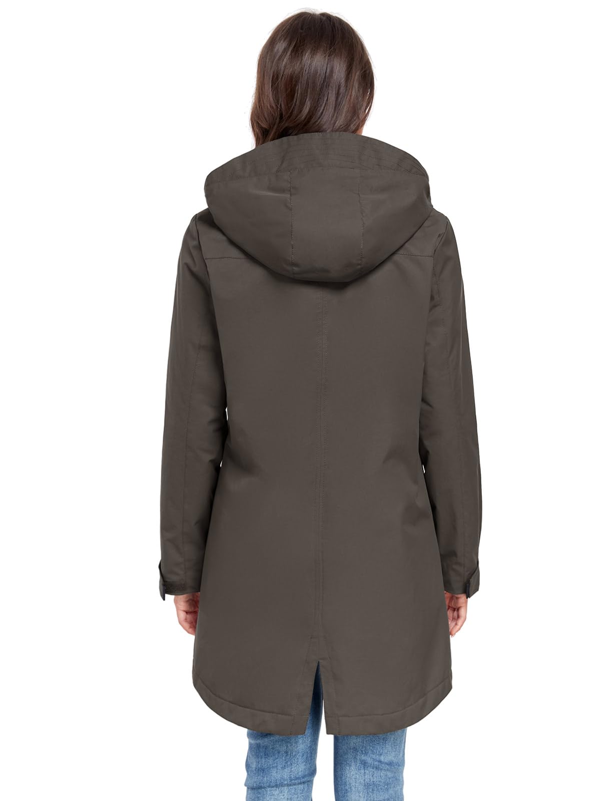 Vancavoo Übergangsjacke Damen Wintermantel Lang Leichte Jacke mit Kapuze Softshellmantel Übergang Mantel Parka Übergangsmantel für Frühling Herbst
