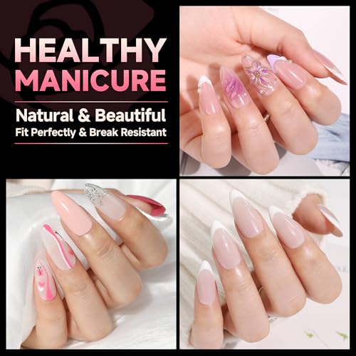 Image of UNA GELLA Medium Almond Gel Nail Tips Almond Shape Pre-etched 120Pcs | 12 Sizes Soft Gel Clear Acrylic Fake Nails Half Matte Full Cover Nails Tips for Nail Extensions DIY Salon Long Lasting