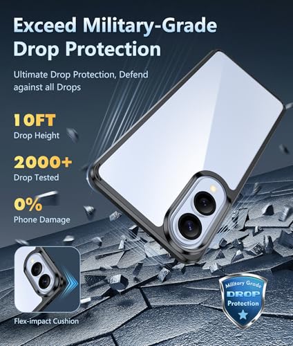 Image of FNTCASE for Samsung Galaxy S25-Edge Case: Clear Military Grade Drop Protection Anti Yellowing Cell Phone Cover - Rugged Shockproof Protective Bumper Transparent Phonecase