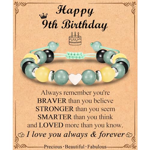 Image of Gifts for 9 Year Old Girls, 9 Year Old Girl Birthday Gift, Best Sweet Heart Charm Birthday Bracelet Gifts for 9 Year Old Girl Daughter Granddaughter Niece Friend with Happy 9th Birthday Message Card