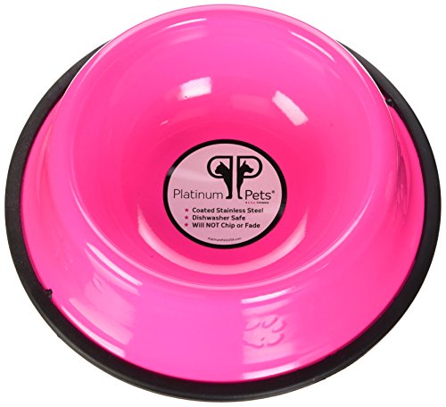 Platinum Pets Non-Tip Stainless Steel Dog Bowl, 10 Oz, Bubble Gum Pink, Small
