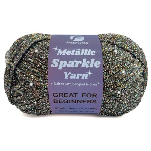 Image of Metallic Sparkle Yarn for Crochet and Knitting with Easy-to-See Stitches, Worsted Weight Medium #4, Beginners Yarn for Amigurumi, Bags, Handmade Gifts, Home Decor (Moss, 1 Pack)