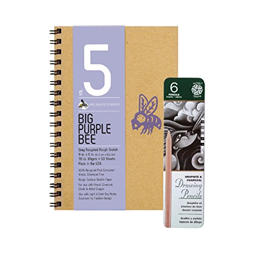 Bee Paper Company Skizzierblock und Bleistift, Grau, Papier Cover