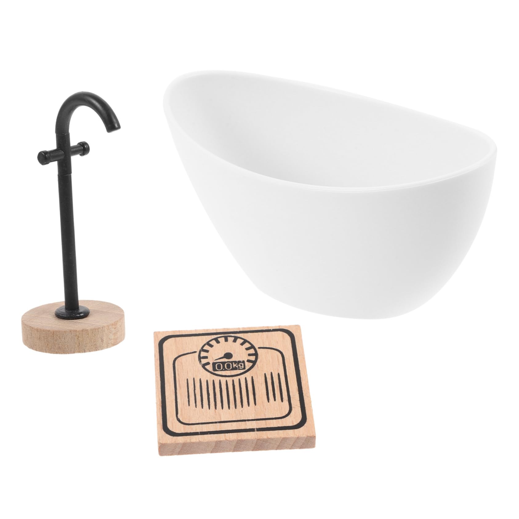 Toyvian 1 Set Miniature Washing Bathtub Dollhouse Accessories Small Bathtub Diy Landscape Decor Dollhouse Mini Bathing Tub Mini Weighing Scale Models Doll House Ornaments Wooden