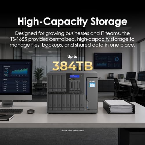 Image of QNAP TS-1655-8G-US 16 Bay Hybrid NAS | Intel 8-core processor, Dual 2.5GbE, High performance and high-capacity, Long-term availability