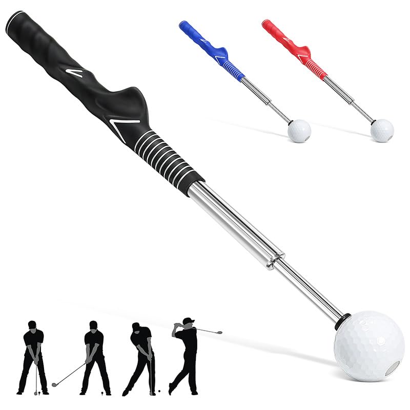 HPLSZCN Allenatore di Golf con Design Retrattile, Bastone da Allenamento con Feedback Sonoro, Impugnatura Ergonomica Antiscivolo (Nero)