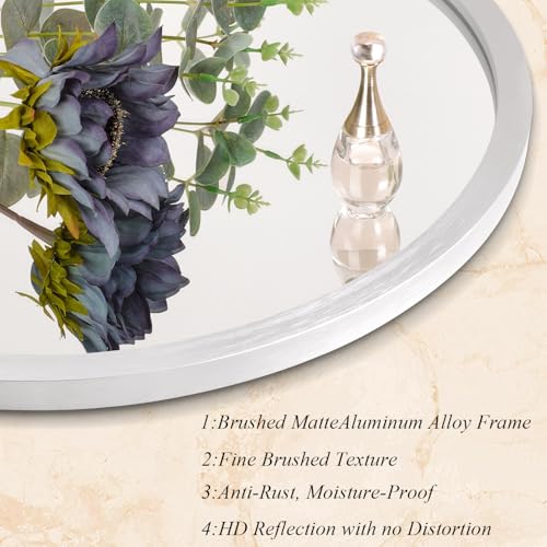 Image of Mirrors for Wall Mirror Sliver Metals Framed Round Farmhouese Bathroom Mirror Ative Hanging Mirror for Bedroom Vanity Entryway
