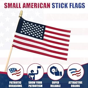 Super tough small american stick flags 1×15 cotton outdoor flag on 25 wooden stick mini flags patriotic decor for various holiday parties and national flag day 25 pack  urban country home decor