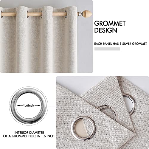 Image of MIULEE 100% Blackout Linen Textured Curtains for Bedroom Solid Thermal Insulated Ivory Grommet Room Darkening Curtains & Drapes Luxury Decor for Living Room 62 x 84 Inch (2 Panels)