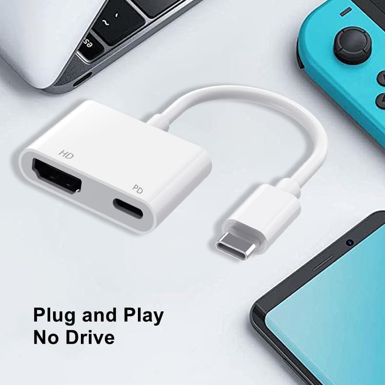 Image of USB C to HDMI Adapter for TV, USBC to HDMI Adapter 4K@60Hz with 100W PD Fast Charging, Type C to HDMI Adapter for iPhone 17 /16 /15, iPad Pro, MacBook, Samsung to Monitor, HDTV, Projector