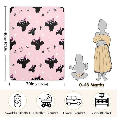 Burbuja Black Bats Baby Blanket for Boys Girls, Nursery Soft Warm Swaddling Receiving Baby Blankets, 30x40 in Toddler Blanket3