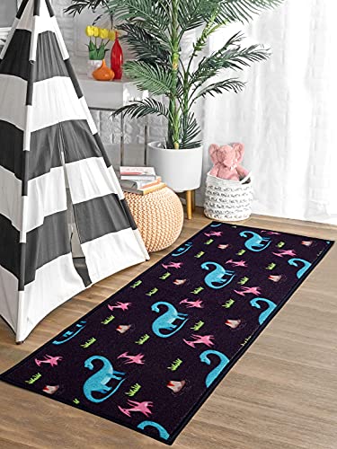 Image of Saral Home Dinasaur Designer PP Yarn Durable & Washable Attractive Kids Runner for Home /Kitchen /Living Area /Lobby with Anti Skid Backing (Blue, 45 Cm X 120 Cm)