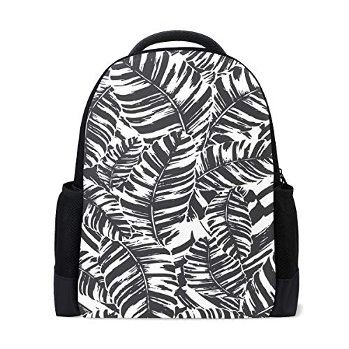 FANTAZIO Sac à dos Motif feuilles de bananier Noir/blanc