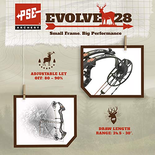 PSE ARCHERY Evolve 28 Compound Bow Kit-Compact-Hunting - 70 lb. Draw Weight - Black