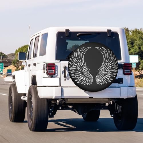 Image of Angel Wings Spare Tire Cover Dust-Proof Wheel Tire Cover Fit Trailer, RV, SUV and Many Vehicle 14 Inch