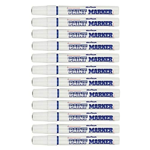 MunhwaOil-Based Markers Pen Permanent Waterproof Car Tire Tread Rubber Metal 10 Colors (Pack of 12) (Blue)