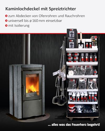 FIREFIX 2097/1 Kaminlochdeckel mit Spreiztrichter und Isolierung, verstellbar bis ø 160 mm, Silber