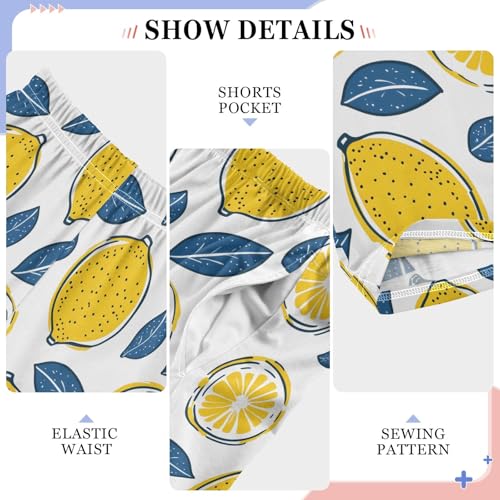 Beautiful Lemon Pattern Pajama Pants Lounge Sleep Pants Elastic Waist Long Pajama Bottoms with Pockets for 6-14 Years4