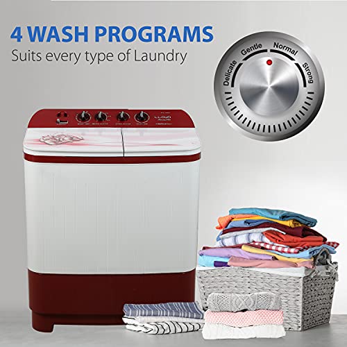 Image of Havells-Lloyd 8 Kg 5 Star Semi-Automatic Top Load Washing Machine (LWMS80RE1 Red, Active Soak)