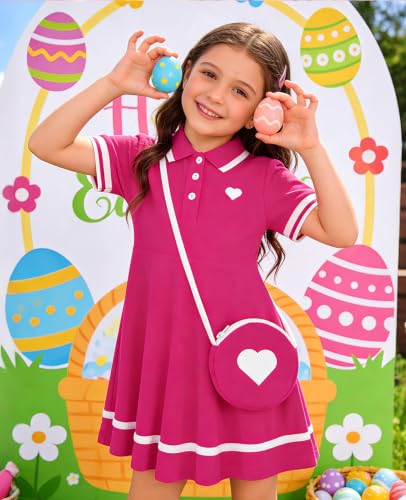 Move Dance Little Girls Sporty Dress 4T 5T Hot Pink Sundress with Bag - image 4