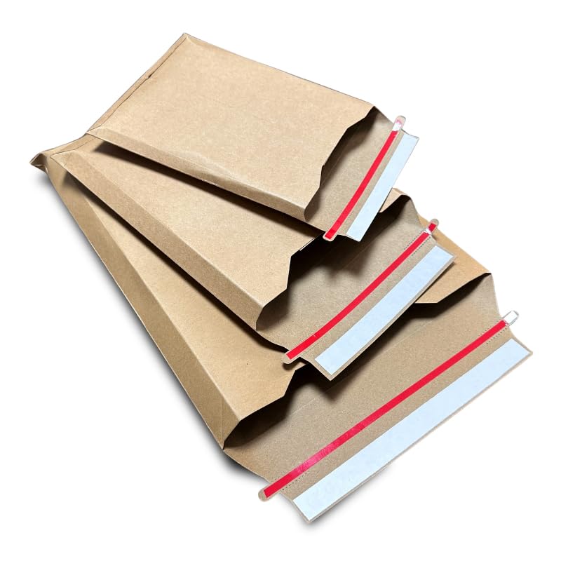 Premium 400gsm Rigid Book Mailers – Heavy Duty Cardboard Envelopes | Bend-Proof, Self-Seal, Eco-Friendly Packaging for Books, Documents & Media | Protective Kraft Mailers for Safe Shipping (100)
