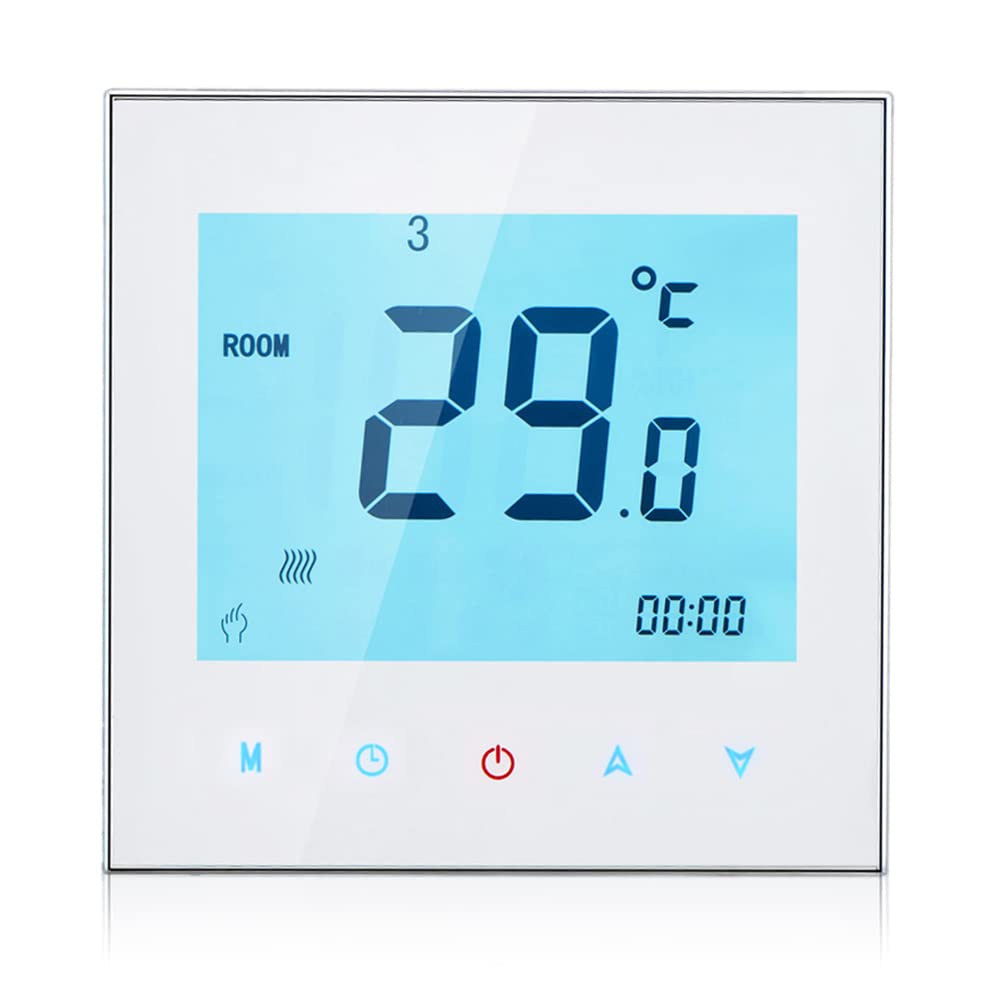 HUIOP Termostato de Pared, 3A 110-230V Termostato de calefacción de habitación programable semanal Digital eléctrico de LCD Pantalla táctil de Controlador de Temperatura