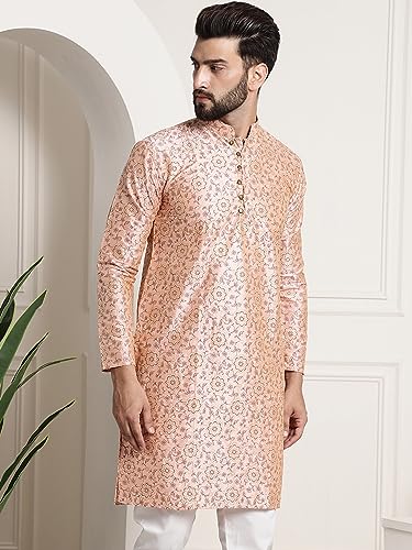 Image of SOJANYA Men's Silk Blend Kurta with Paisley Design