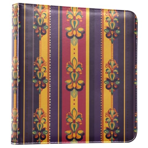 Álbum de fotos adhesivo DIY Self Adhesive Scrapbook álbum con patrón de rayas Mardi Gras, 3 anillos, 40 páginas, tamaño 8x10 para memoria miniatura 1