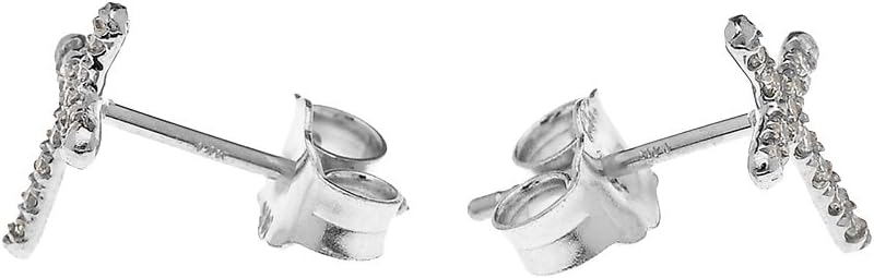 White Gold Diamond Cross Elegant Stud Earrings