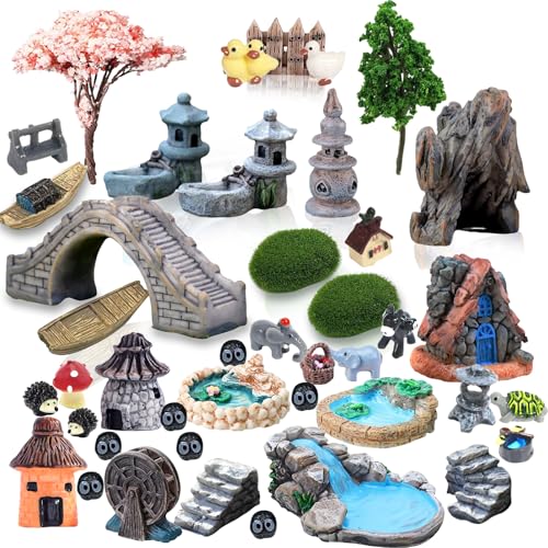 Fairy Garden Accessories Outdoor, 42 Zen Accessories, Miniature Decorations Supplies for Micro Landscape Plant Pots Bonsai Craft Decor - Fairy Kit