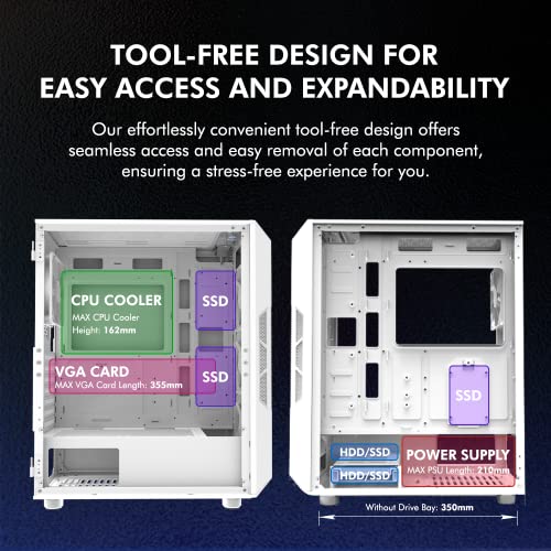 Zalman I3 Neo White Edition Airflow Atx Computer Case With Mesh Front Panel, Magnetic Swing-Open Tempered Glass Side Panel, 4X Rgb 120Mm Fans Pre-Installed, Mid Tower For Gaming Or Office Work #TOP6