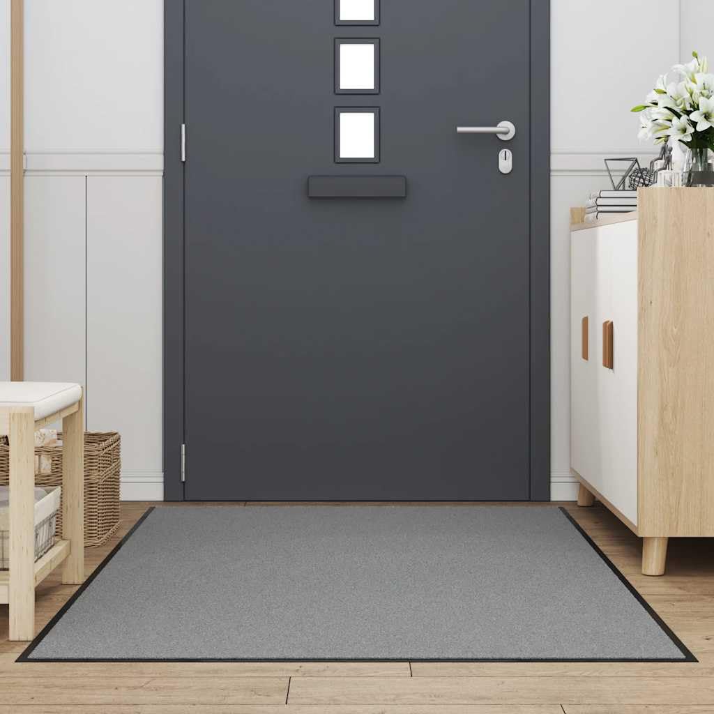 Grey Polypropylene Doormat, Non-Slip PVC Backing, 45x79 | Absorbent dirt-trapper utility rug ideal for high-traffic home entryways, hallways, and covered patios.