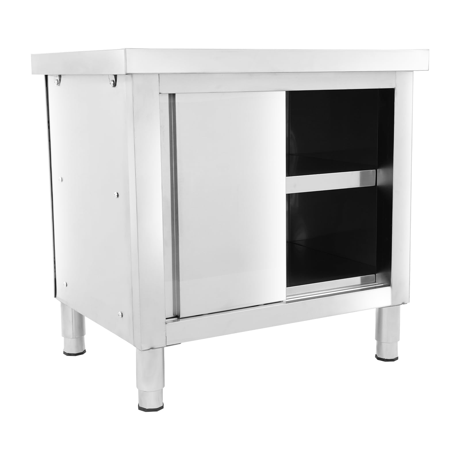 OUKANING Szafka robocza z drzwiami przesuwnymi, 120 x 60 x 80 cm, stół roboczy ze stali nierdzewnej, wolnostojąca, szafka kuchenna, szafka gastronomiczna ze stali nierdzewnej, nośność 300 kg, do
