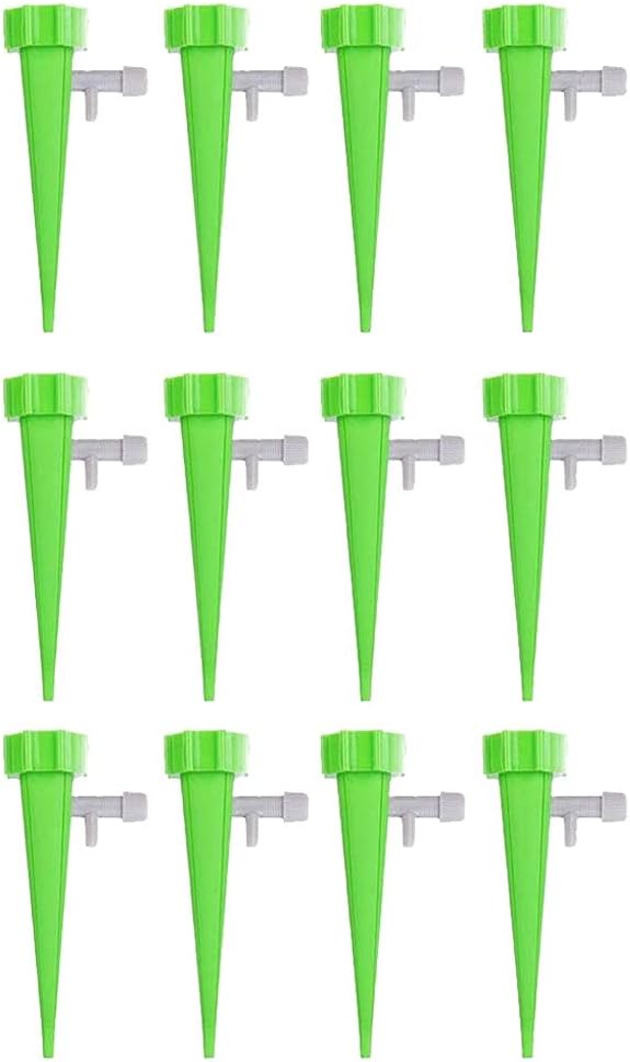 12PCS Automatic Drip Irrigation Tool Spikes Automatic Flower Plant Garden Watering Kit Adjustable Water Self-Watering Device(Blue)