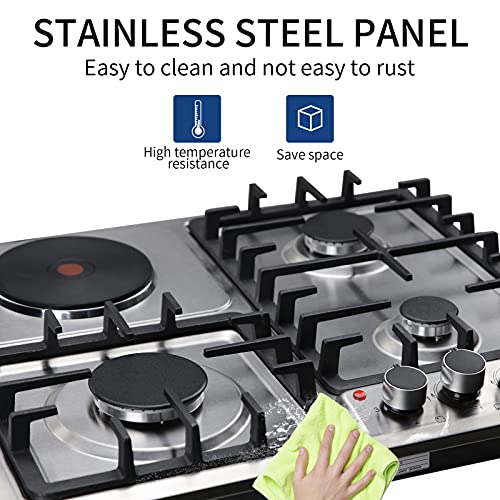 24x20-Gas-Cooktops-3-Burner-Drop-in-PropaneNatural-Gas-Cooker-1-Electric-Stove-Cast-Iron-Grate-Stove-Top-24-Inch-Stainless-Steel-Gas-Stove-Dual-Fuel-Thermocouple-Protection-Easy-to-Clean
