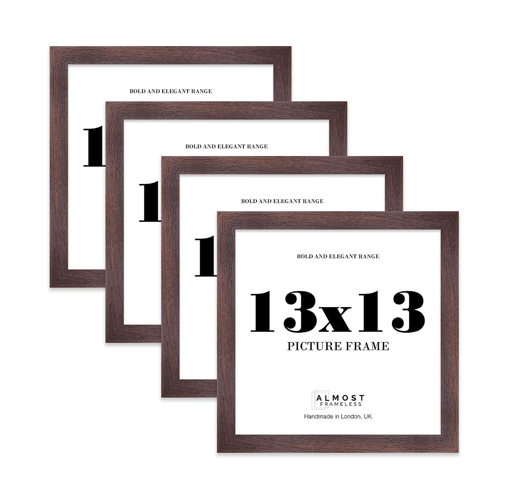 13x13 Photo Frame, Display 13x13" Pictures (22.9 x 15.2cm) Picture Frame for wall Display - Walnut - 4 Pack