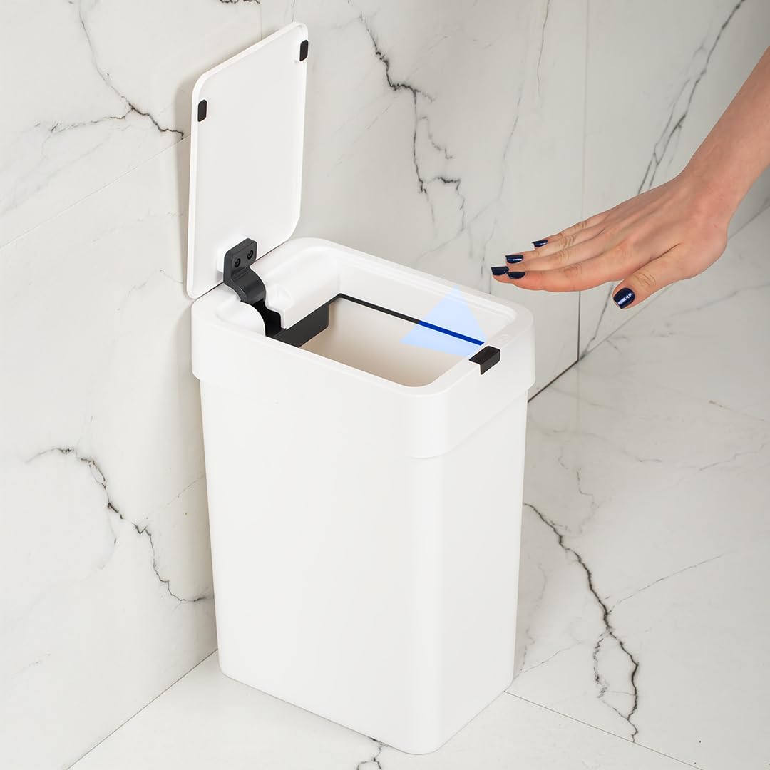 Porsima Me-06 Hareket Sensörlü 9lt Sessiz Banyo Mutfak Çöp Kovası Beyaz