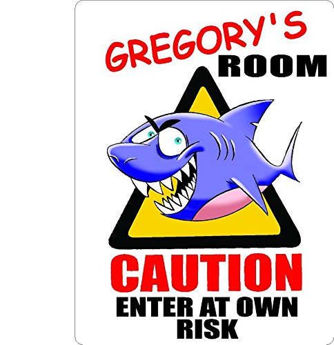 ANY AND ALL GRAPHICS Gregory Caution Enter Shark Kids Room Door décor Sign 9
