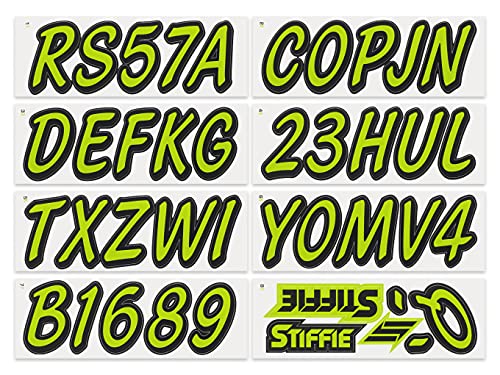 Image of STIFFIE Whipline Solid Atomic Green /Black 3 inch Alpha-Numeric Registration Identification Numbers Stickers Decals for Boats & Personal Watercraft