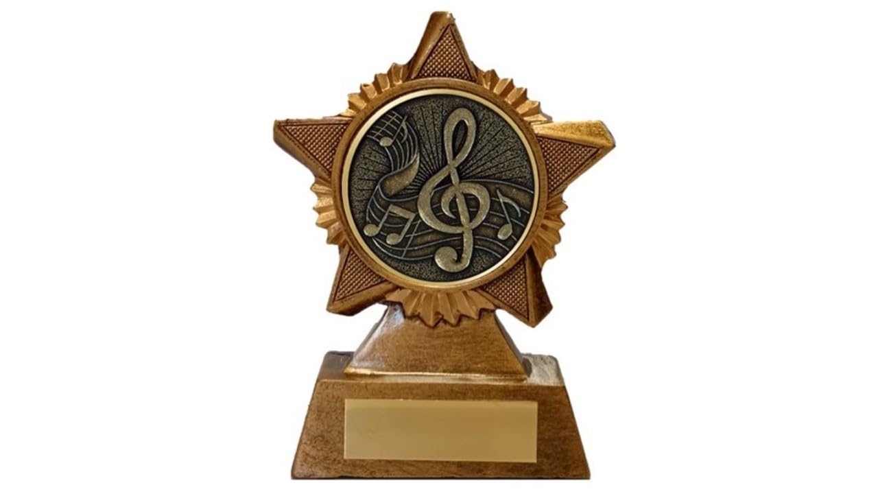 Music Trophy Award Premier Star Antique Gold 120mm Heavy Resin Musical Notes Free Engraving -troshow1-A