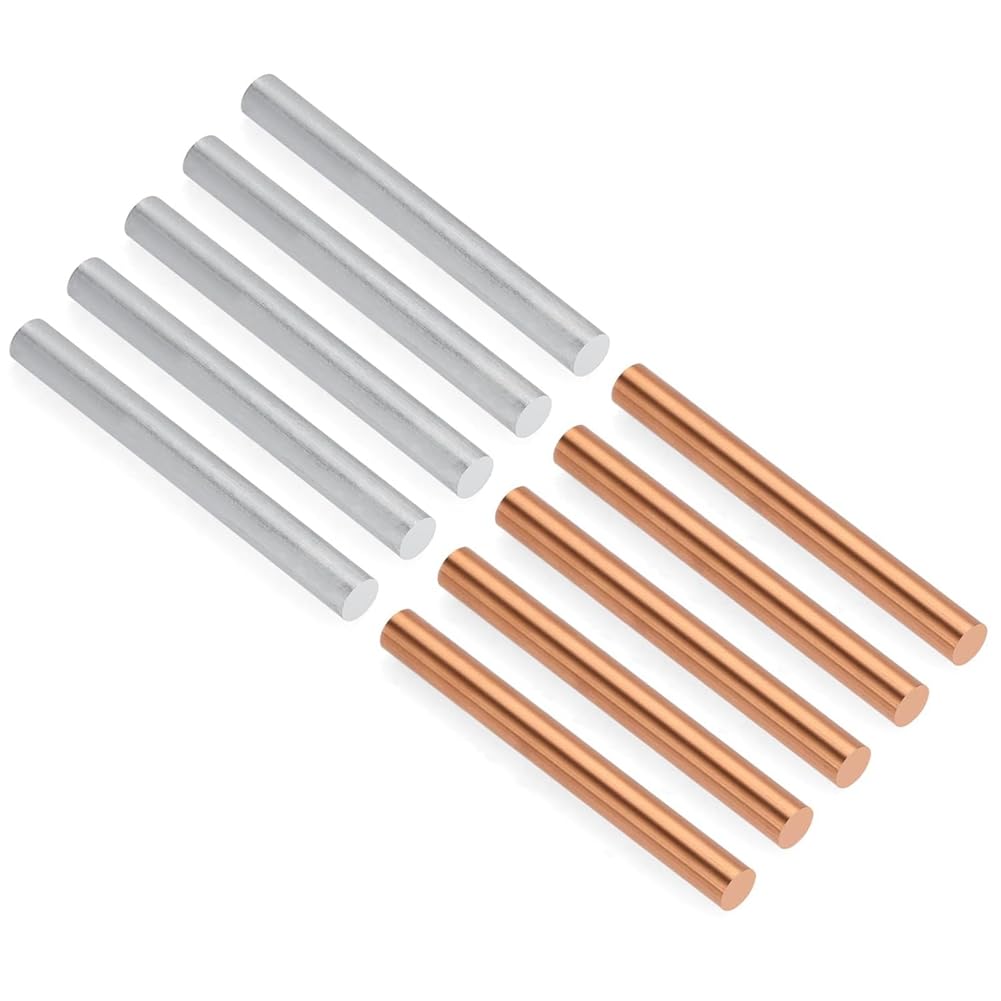 Kdouehg As Shown 10Pcs Pure Copper Zinc Rod,Metal Round Rod With 100 Mm Length & 10 Mm Diameter For Electroplating,Metal Craft Project