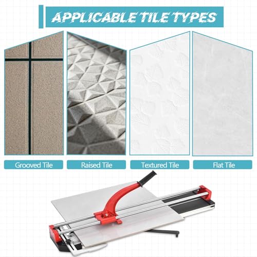 Cortador manual de azulejos, herramienta de doble riel con rueda de carburo de tungsteno para porcelana esmaltada, marco de aleación de aluminio duradero para baldosas de cerámica