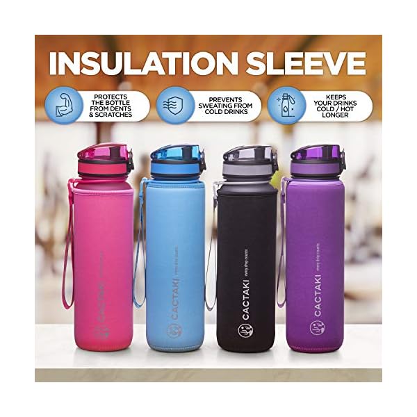 Cactaki 32 oz Water Drinking Bottle with Time Marker, Straw & Strap - Stay Hydrated - Hydration Tracker & Reminder to Drink - Daily & Hourly Measurement Markings - Leak Spill Proof & BPA Free - Grey