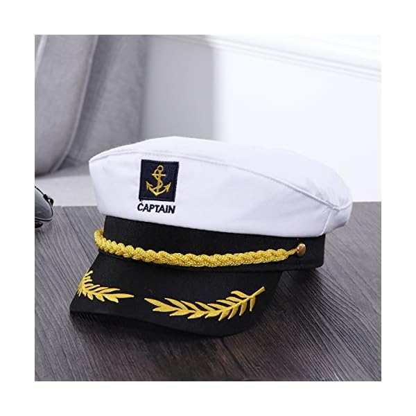 Bestoyard adult yacht boat ship sailor captain costume hat cap navy marine admiral (white), as shown, 22 x 15 x 5 cm - image 6