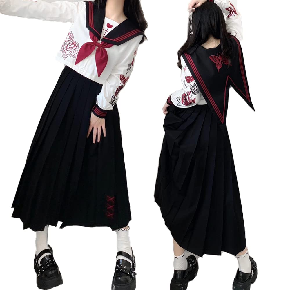 新品　丸子の猫柳　セーラー服　コスプレ　校章　リボン付き　L Amazon.co.jp: [CAWILXHA] 【まるこの猫柳】マリン風 水色