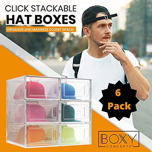 Plastic Baseball Cap Organizer (6-Pack) Easy Assembly, Stylish, Dust-Proof, Transparent. Ideal Holder and Hat Rack Storage System.