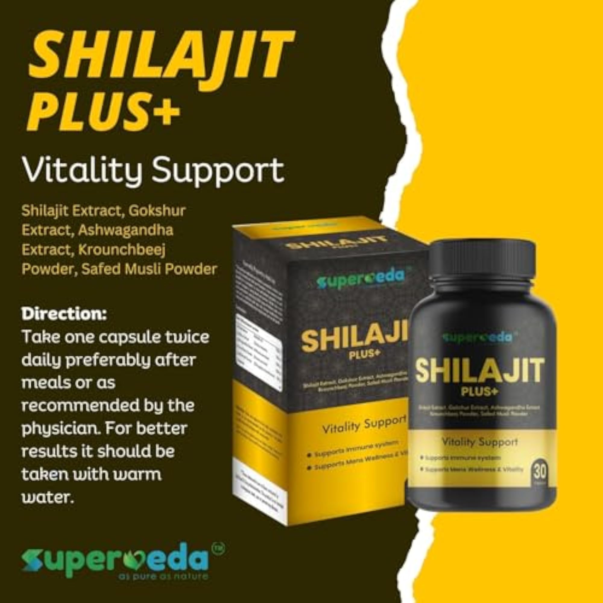 Shilajit Plus+ Herbal Formula, 550 mg, 60 Count
