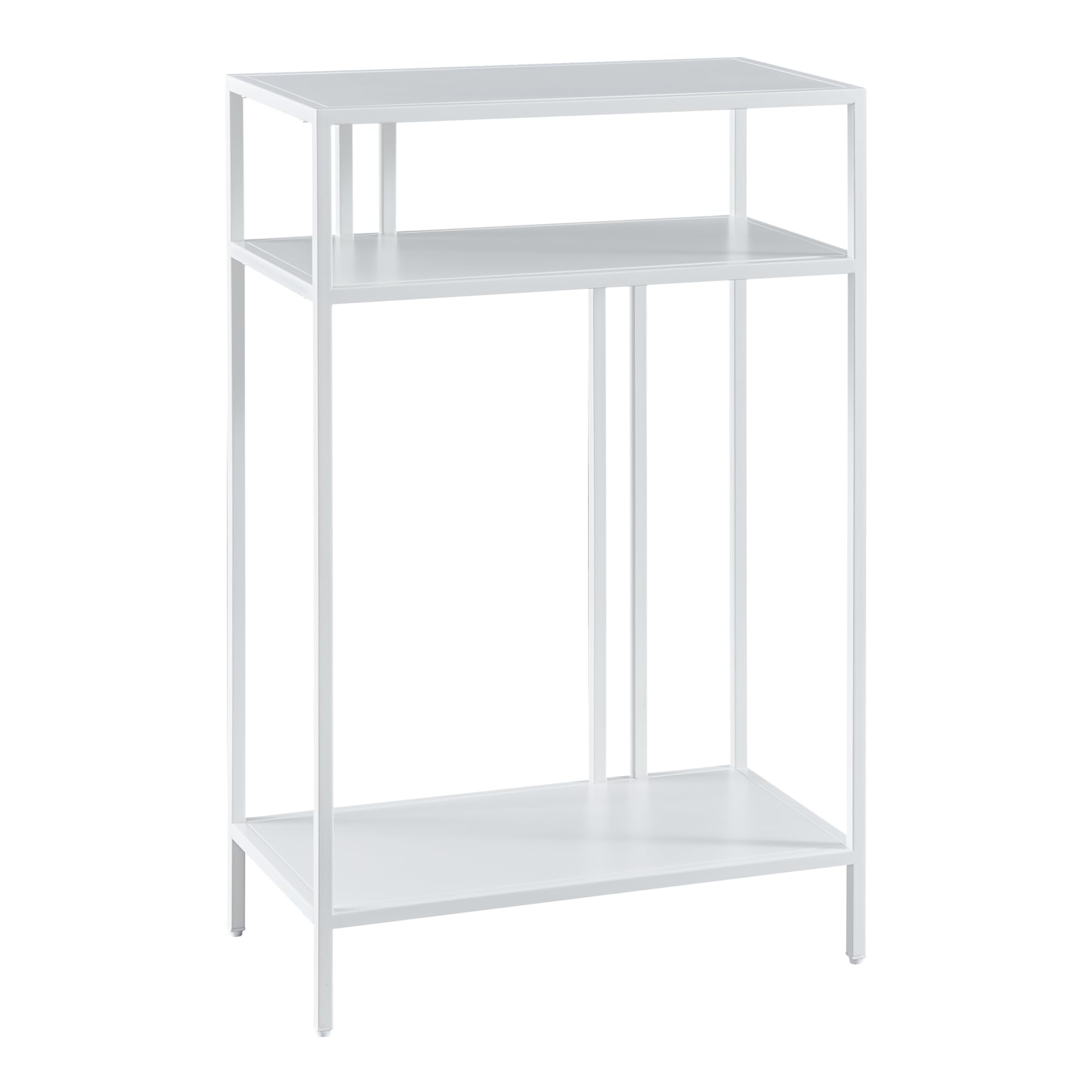 [en.casa] Consolle in Metallo Alto e Stretto Con 3 Ripiani - Tavolo Decorativo per Ingresso, Corridoio, Divano - 85 x 55 x 30 cm - Bianco